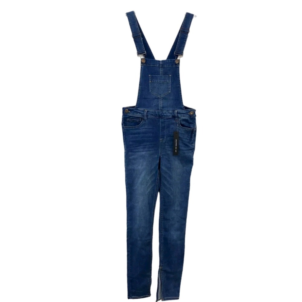 Dollhouse Overalls Women Size 7 Blue Slit Leg Denim Buckle Straps